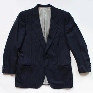 Valentino Uomo Mens Suit Jacket Navy Blue Virgin Wool Pin Striped Blazer Italy